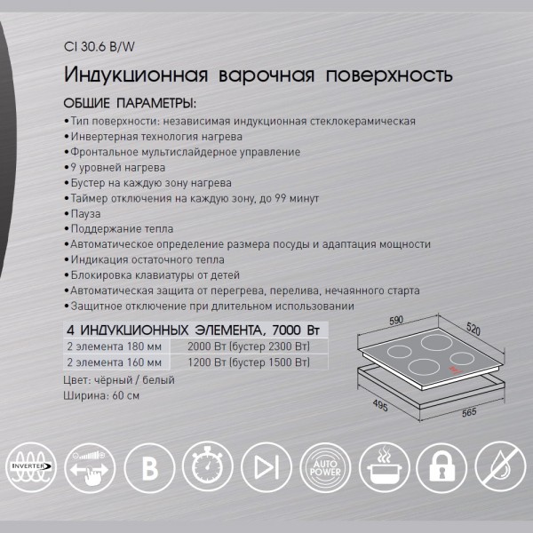 Варочная панель индукционная Zigmund & Shtain CI 30.6 B