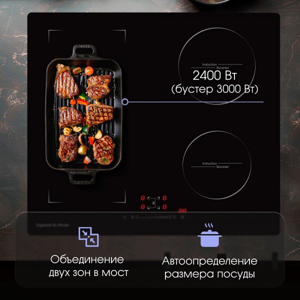 Стеклокерамическая варочная панель индукционная Zigmund & Shtain CI 46.6 B