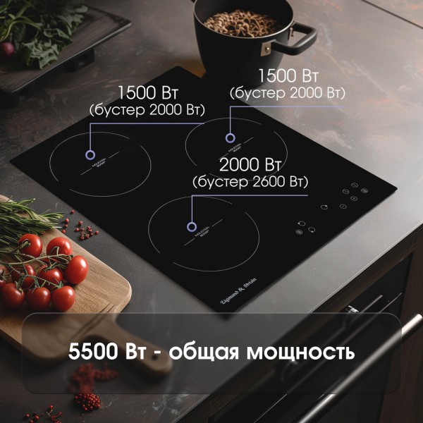 Стеклокерамическая варочная панель индукционная Zigmund & Shtain CI 35.6 B
